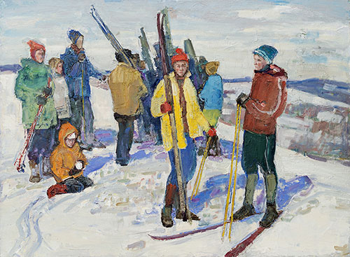 The painter Aleksei Demchenko. Artwork Picture Painting Canvas Composition. Amateur ski. 2011, 70 x 95 cm, oil on canvas